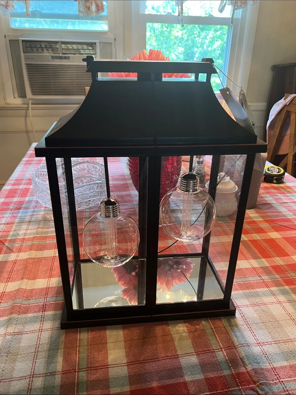 Black Lantern Glass Pendant Accent Lamp - Home Accents